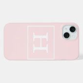 Hellrosa weiße gerahmte Anfangsmonogramm iPhone Hülle (Rückseite (Horizontal))