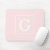 Hellrosa weiße gerahmte Anfangsmonogramm Mousepad (Mit Mouse)