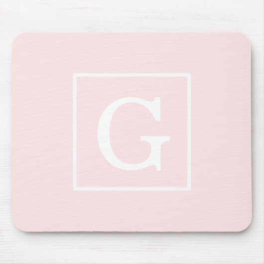 Hellrosa weiße gerahmte Anfangsmonogramm Mousepad (Vorne)