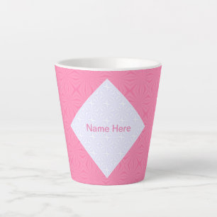 Hellrosa weiße geschwungene Quadrate Personalisier Milchtasse