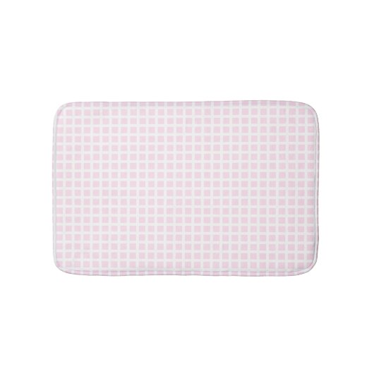 Hellrosa, weiße Quadrat-Muster Badematte (Vorderseite)