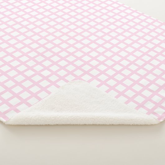 Hellrosa, weiße Quadrat-Muster Sherpadecke (3/4)