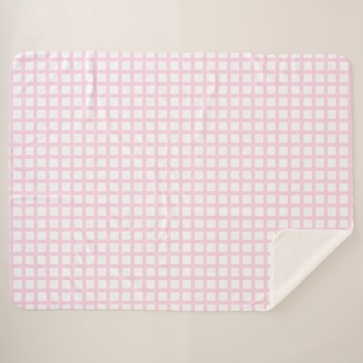 Hellrosa, weiße Quadrat-Muster Sherpadecke (Vorderseite (Horizontal))
