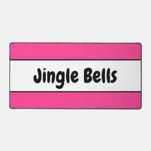 Hellrosa weiße Streifen Retro Jingle Bells Text Schreibtischunterlage