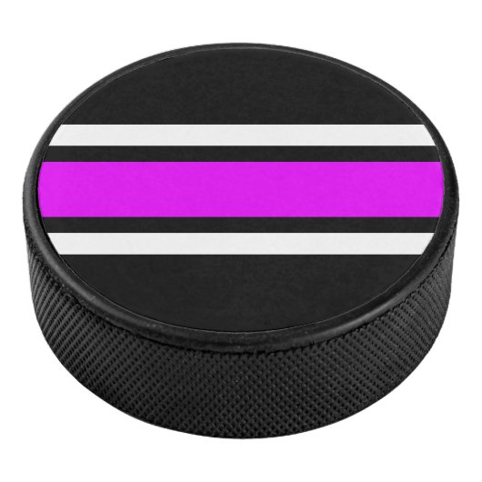 Hellrosa, weiße Streifen schwarzer Hintergrund Eishockey Puck (3/4)