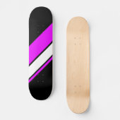 Hellrosa, weiße Streifen schwarzer Hintergrund Skateboard (Vorderseite)