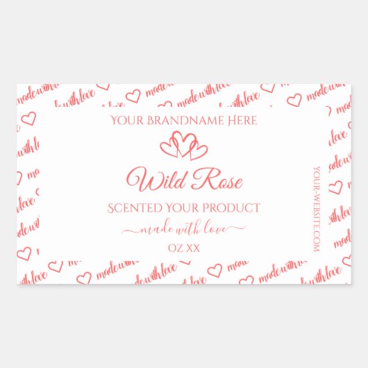 Hellrosa, weiße Wörter, Bekleidungsmarken Herz Rechteckiger Aufkleber (Vorderseite)