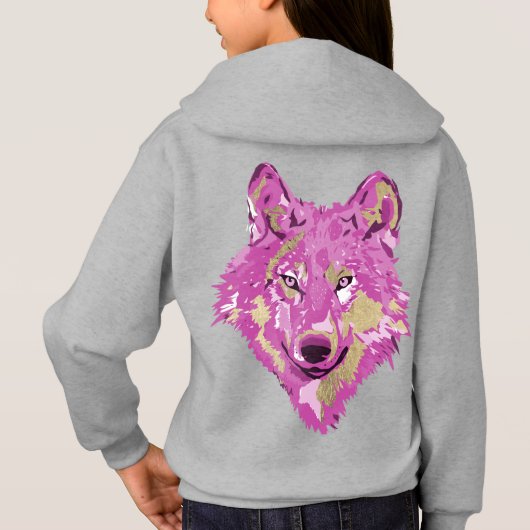 Hellrosa Weißes Gold Spritzer Wolf Hoodie (Rückseite)