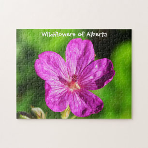 Hellrosa Wildblume blüht Grüngras Puzzle