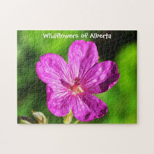 Hellrosa Wildblume blüht Grüngras Puzzle (Horizontal)