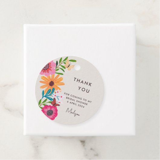 Hellrosa Wildblume Brautparty Vielen Dank Geschenkanhänger (Beispiel)