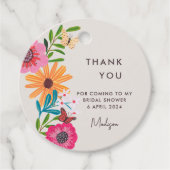 Hellrosa Wildblume Brautparty Vielen Dank Geschenkanhänger (Vorderseite)