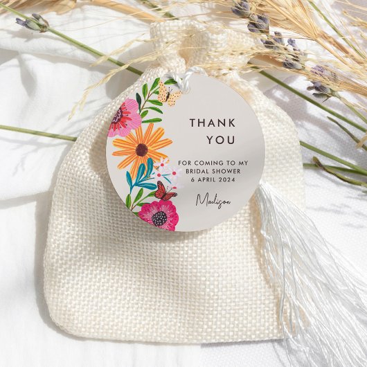 Hellrosa Wildblume Brautparty Vielen Dank Geschenkanhänger