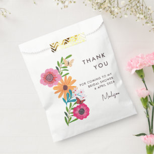 Hellrosa Wildblume Brautparty Vielen Dank Geschenktütchen