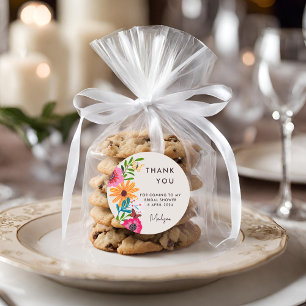 Hellrosa Wildblume Brautparty Vielen Dank Runder Aufkleber