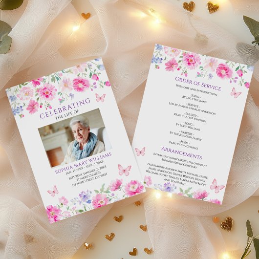 Hellrosa Wildblumen Beerdigungsauftrag Programm