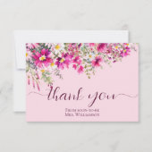 Hellrosa Wildblumen Boho Floral Vielen Dank Karte (Vorderseite)