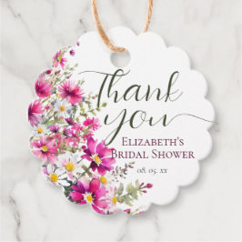 Hellrosa Wildblumen Floral Boho Brautparty Geschenkanhänger