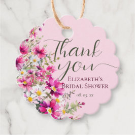 Hellrosa Wildblumen Floral Boho Brautparty Geschenkanhänger