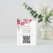 Hellrosa Wildblumen QR-Code Hochzeitdetails Begleitkarte (Stehend Vorderseite)
