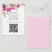 Hellrosa Wildblumen QR-Code Hochzeitdetails Begleitkarte (Vorne/Hinten)