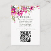 Hellrosa Wildblumen QR-Code Hochzeitdetails Begleitkarte (Vorderseite)