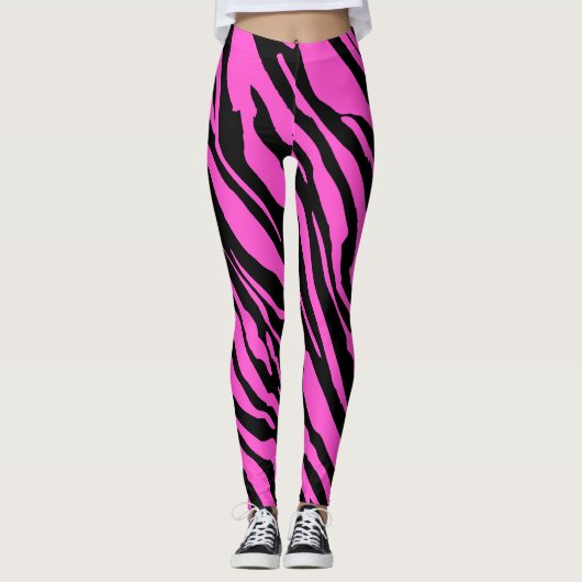 Hellrosa Zebra Wildtier Muster Leggings (Vorderseite)