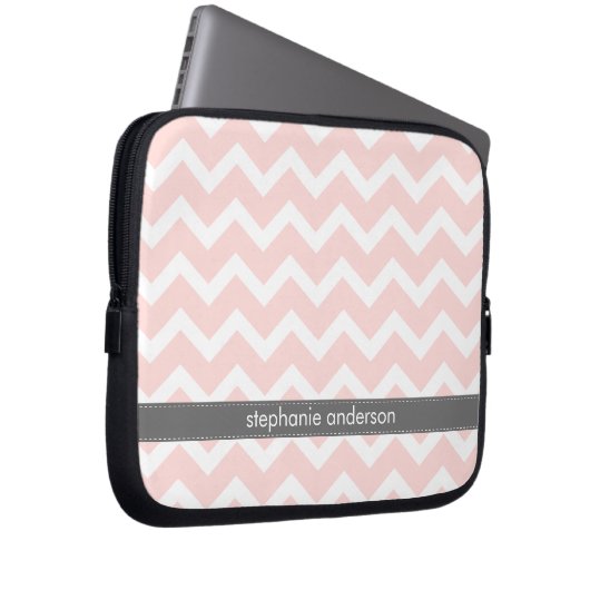 Hellrosa Zickzack-Sparren-Muster Laptopschutzhülle (Vorne Rechts)