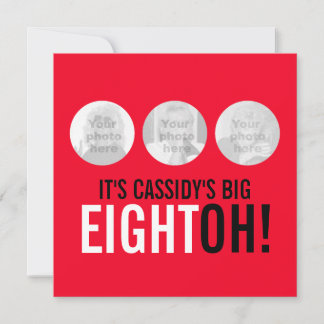 Hellrot 80. ACHTOH! Foto Geburtstag einladen Einladung