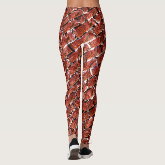 Hellrot, Blasen auf Gitter oder Backstein-Effekt? Leggings (Rückseite)