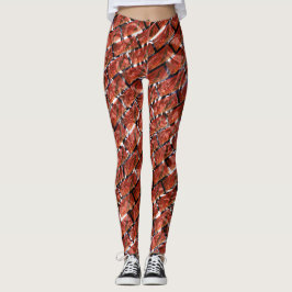 Hellrot, Blasen auf Gitter oder Backstein-Effekt? Leggings