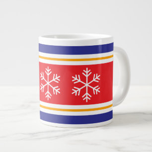 Hellrot Gelb Weiß Blau Streifen Schneeflocken Jumbo-Tasse