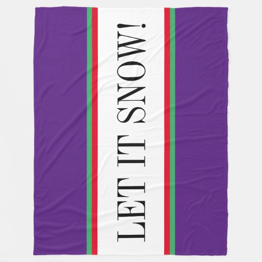 Hellrot Grün Lila Weiß LASSEN ES SCHNEE! Streifen Fleecedecke (Vorderseite)