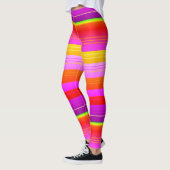 Hellrot lila gelb gestreifte Leggings (Links)