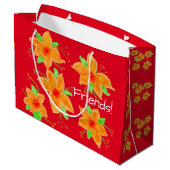Hellrot mit Orange Große Geschenktüte (Rückseite Schrägansicht)