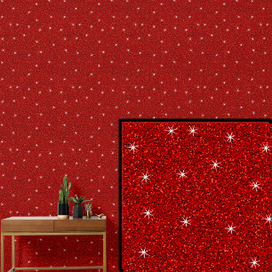 Hellrot mit Sparkle Stars Tapete