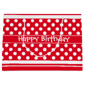Hellrot mit weißen Polka-Punkten Große Geschenktüte (Vorderseite)