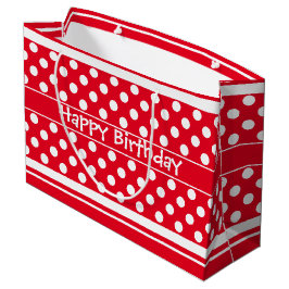 Hellrot mit weißen Polka-Punkten Große Geschenktüte