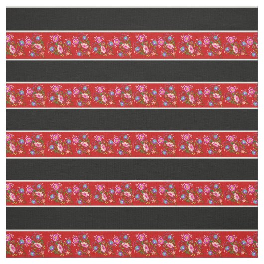 Hellrot/schwarz, Streifen aus weißem Button, Blüte Stoff (Muster)