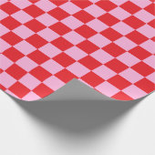 Hellrot und Hellrosa Kariert Geschenkpapier (Ecke)