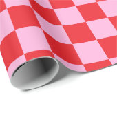 Hellrot und Hellrosa Kariert Geschenkpapier (Rolleneckpunkt)