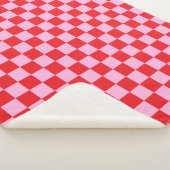 Hellrot und Hellrosa Kariert Sherpadecke (3/4)