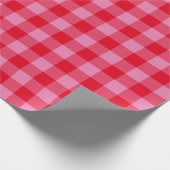 Hellrot und rosa Buffalo Kariert Geschenkpapier (Ecke)