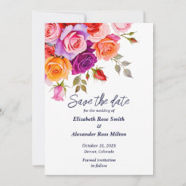 Hellrot und rosa lila Rose Hochzeit mit Blumen Save The Date