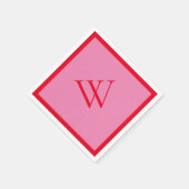 Hellrot und rosa Mit Monogramm Serviette (Ecke)