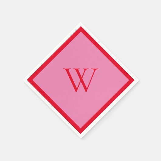 Hellrot und rosa Mit Monogramm Serviette (Ecke)