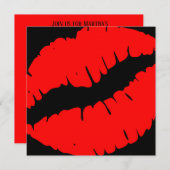 Hellrot und schwarz Kiss Print Fabulous & Fifty Einladung (Vorne/Hinten)