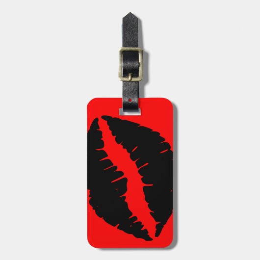 Hellrot und schwarzer Kiss Gepäckanhänger (Vorderseite vertikal)