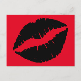Hellrot und schwarzer Lipstick Kiss Postkarte