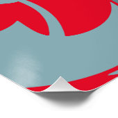 Hellrot wirbeln mit grau-grünen Formen Poster (Ecke)